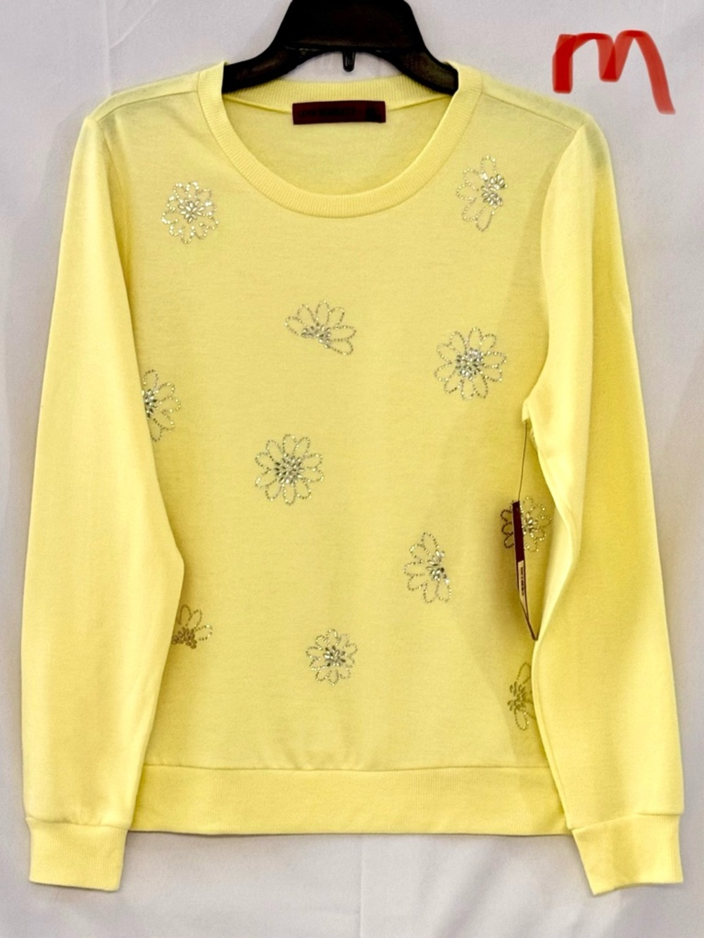 Scarlett Pale Yellow Crystal Floral Sweatshirt